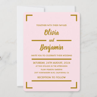 Simple Pink Handwritten Script Wedding Invitation