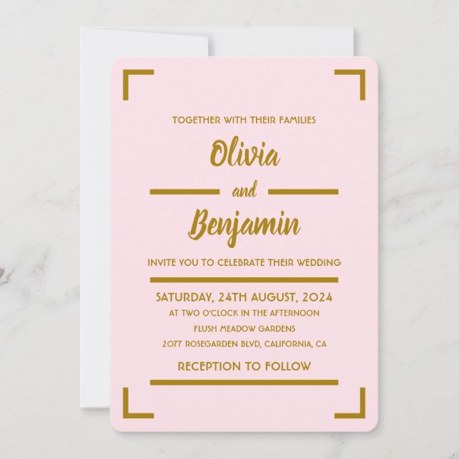 Simple Pink Handwritten Script Wedding Invitation (Front)