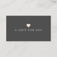 Simple Pink Heart Dark Grey Gift Certificate