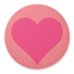 Simple Pink Heart on Pink Background Ceramic Pull