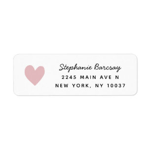 Simple Pink Heart Return Address Label