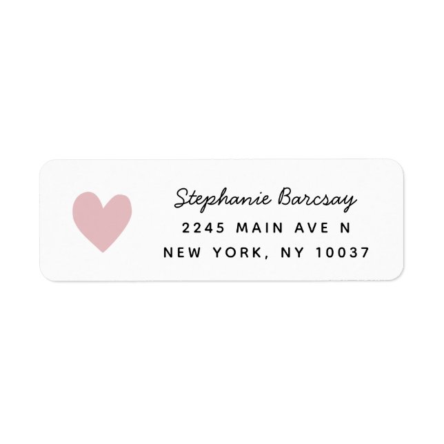 Simple Pink Heart Return Address Return Address Label (Front)