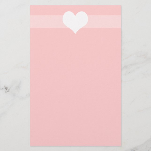 Simple Pink Heart Stationary Stationery (Front)