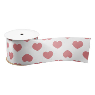 Simple Pink Hearts Minimalist Satin Ribbon