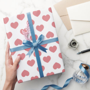 Simple Pink Hearts Minimalist Wrapping Paper