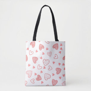 Simple Pink Hearts Tote Bag