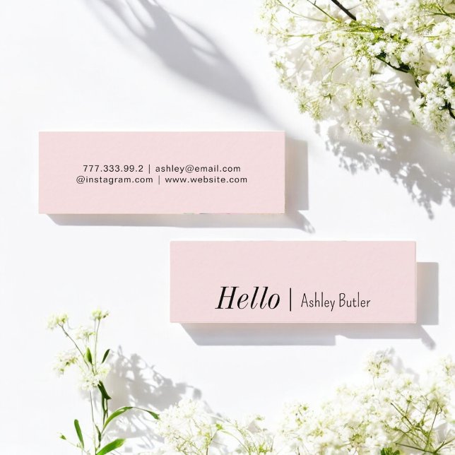 Simple Pink Hello Clean Minimal Mini Business Card (Creator Uploaded)