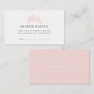 Simple Pink Jumping Bunny Diaper Raffle Ticket Enclosure Card