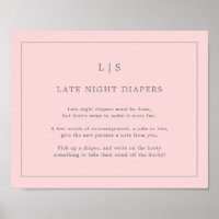 Simple Pink Late Night Diapers Baby Shower Game