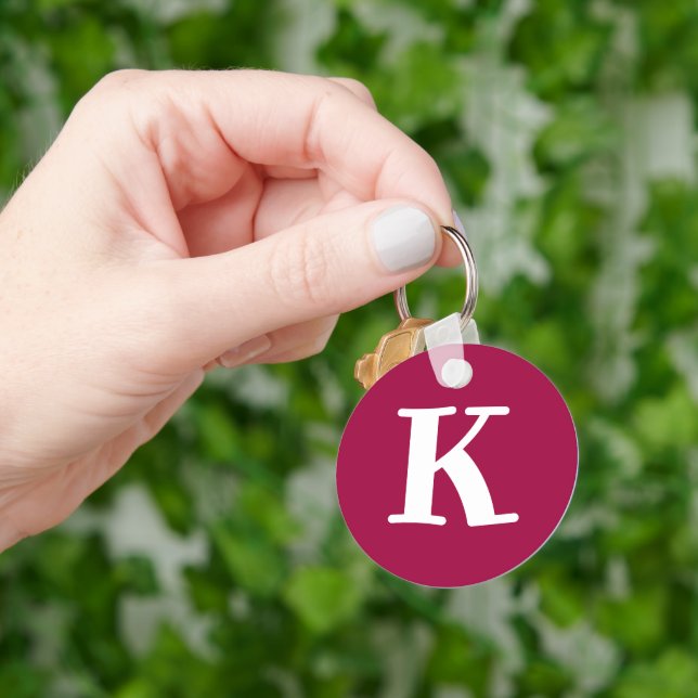 Simple Pink Letter Monogram Keychain (Hand)