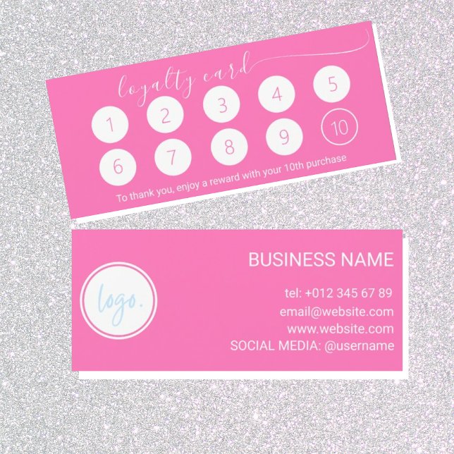 SIMPLE PINK LOYALTY CARD 10 WITH BUSINESS LOGO (Creator Uploaded)