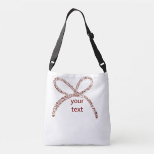 Simple pink marron bow glitter add text minimal crossbody bag