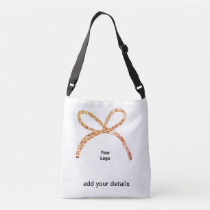 Simple pink marron bow glitter add text minimal crossbody bag