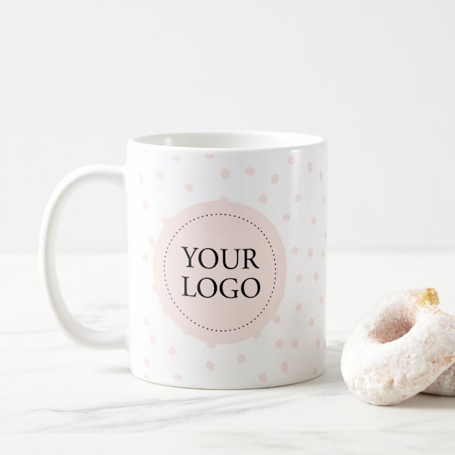 Simple Pink Minimal Business Logo Custom Coffee Mug (With Donut)