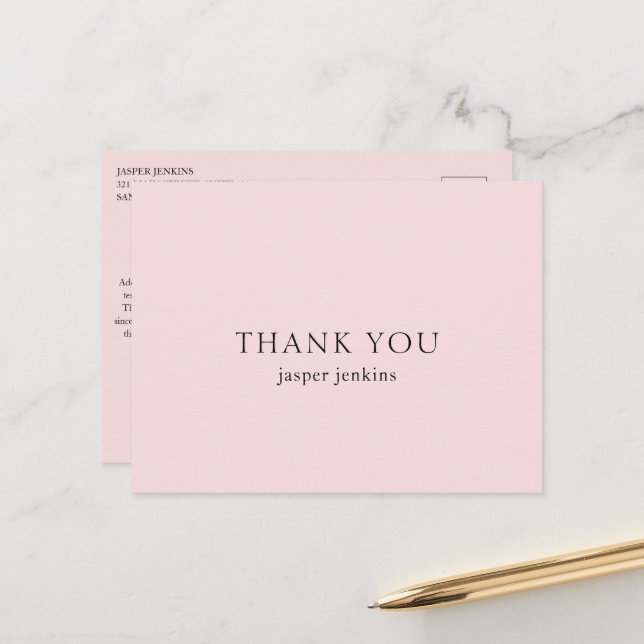 Simple Pink Minimal Modern Postcard (Front/Back In Situ)