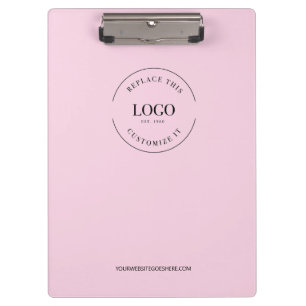 Simple Pink Minimalist Custom Logo Branded Clipboard