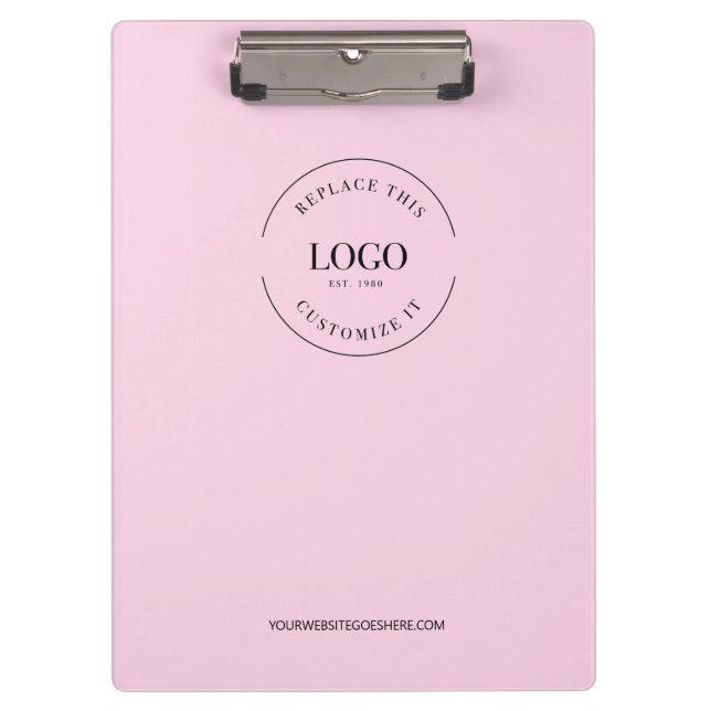 Simple Pink Minimalist Custom Logo Branded Clipboard (Front)