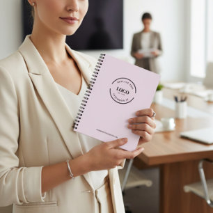 Simple Pink Minimalist Custom Logo Branded Notebook