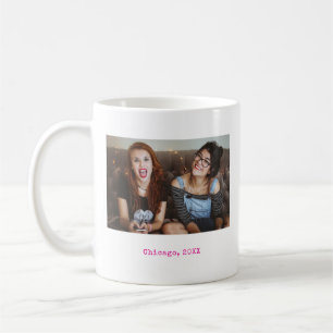 Simple Pink Minimalist Photo Text Keepsake Coffee Mug