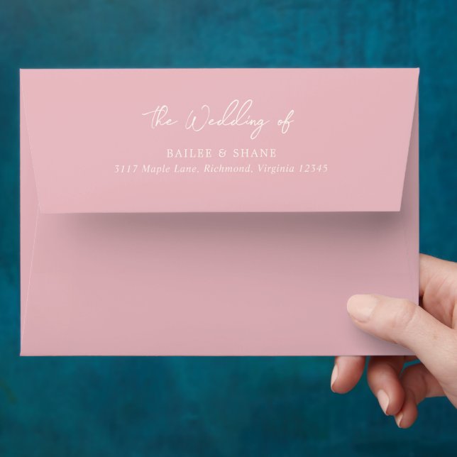 Simple Pink Modern Wedding Envelope (Hand)