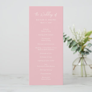 Simple Pink Modern Wedding Program
