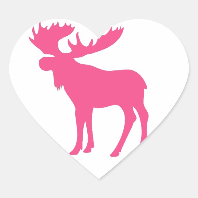 Simple pink moose symbol heart sticker (Front)