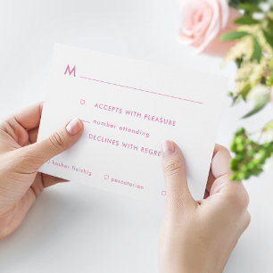 Simple Pink Ombre Bat Mitzvah Meal Options RSVP Card