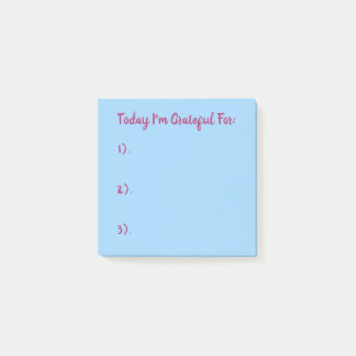 Simple Pink On Blue Gratitude Post-it Notes