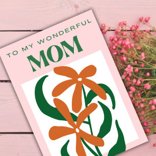 simple pink orange green flower for mama thank you card
