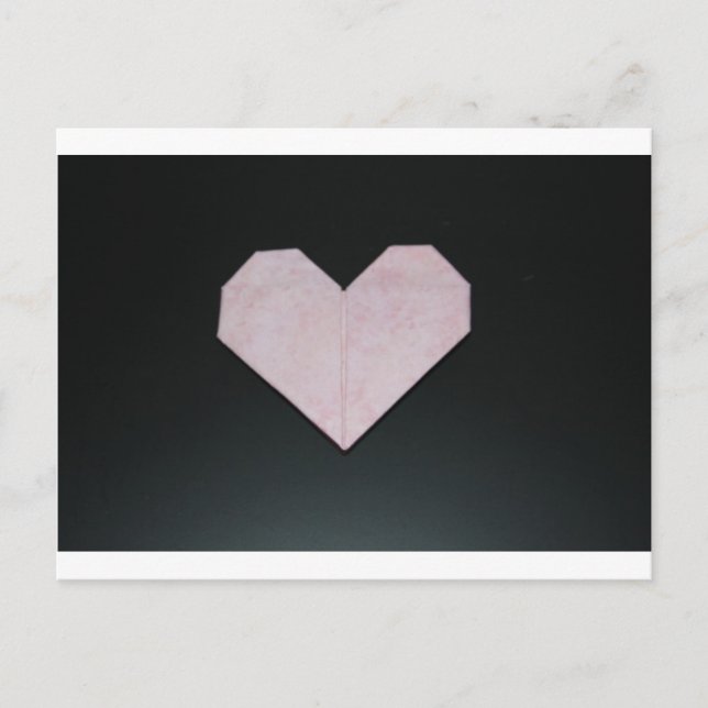 simple pink origami heart postcard (Front)