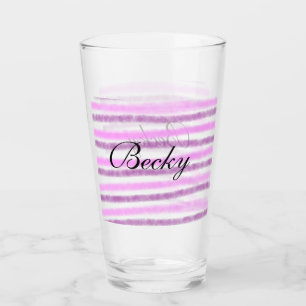 simple pink pastel watercolor add your name custom glass