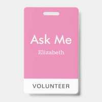 Simple Pink Personalised Volunteer Ask Me