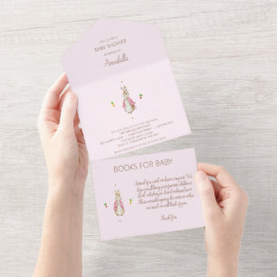 Simple Pink Peter the Rabbit All In One Invitation