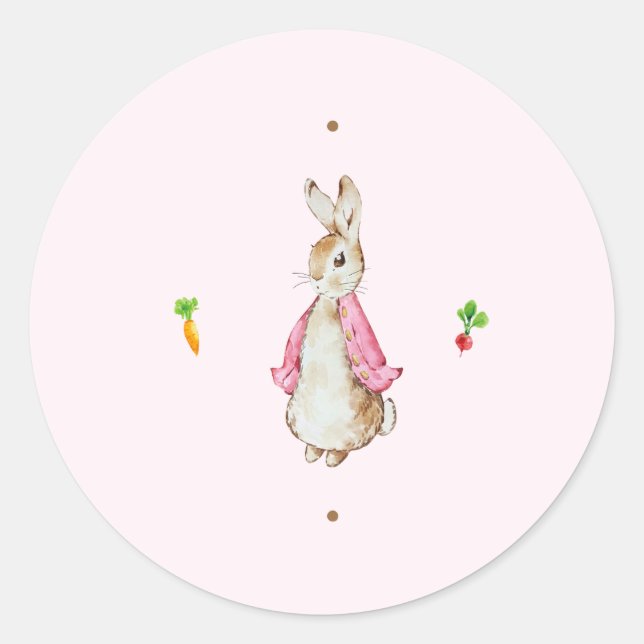 Simple Pink Peter the Rabbit Classic Round Sticker (Front)