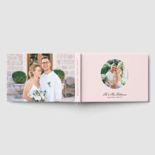 Simple Pink Photo Gold Foil Wedding Guest Book
