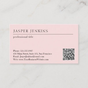 Simple Pink Professional Minimal Modern QR Code Business Card