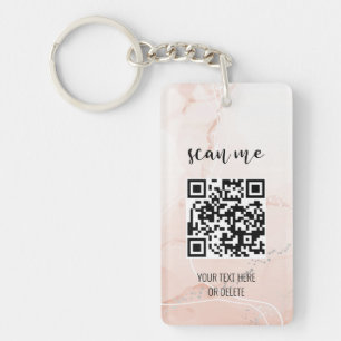 Simple Pink QR Code Professional Business Logo Key Ring