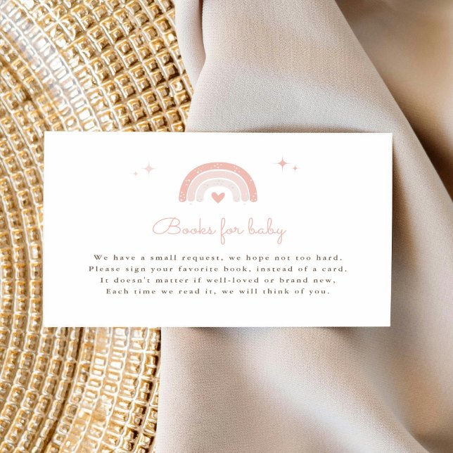 Simple Pink Rainbow Boho Baby Shower Book Request  Enclosure Card (Creator Uploaded)