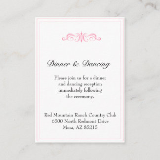 Simple Pink Reception & Accommodation Card