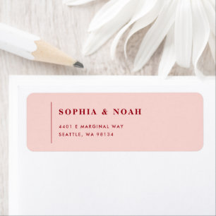 Simple Pink & Red Modern Wedding Return Address  Return Address Label
