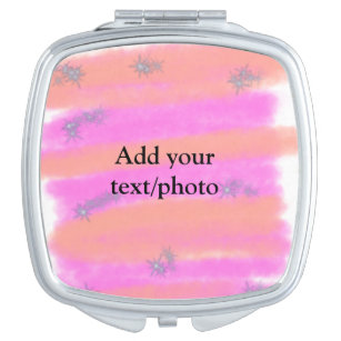 Simple pink red watercolor custom add name text  t compact mirror