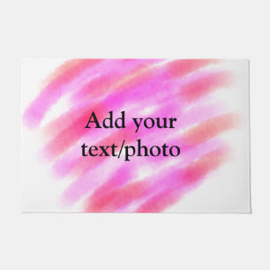 Simple pink red watercolor custom add name text t doormat