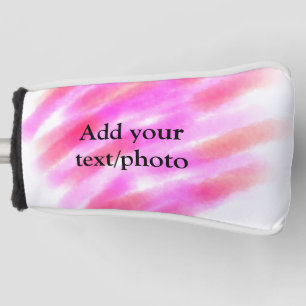 Simple pink red watercolor custom add name text t golf head cover