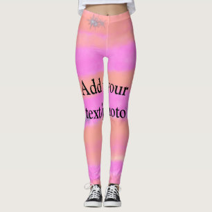 Simple pink red watercolor custom add name text t leggings