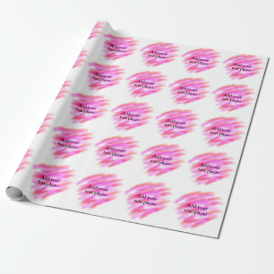 Simple pink red watercolor custom add name text t wrapping paper