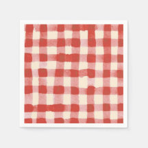 Simple Pink Red Watercolor Plaid Baby Shower