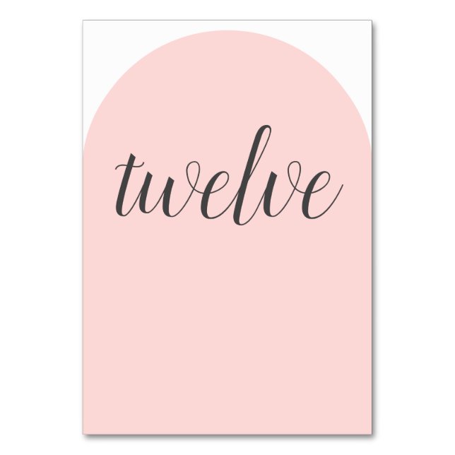 Simple Pink Rounded Table Number (Front)
