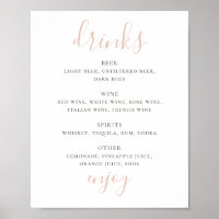 Simple pink script. Alcohol drinks wedding bar