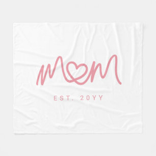 Simple Pink Script Heart Cute New Mum Established Fleece Blanket