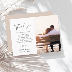Simple Pink Script Photo Wedding Thank You Postcard